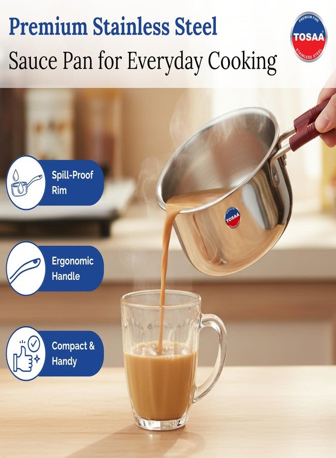TOSAA TSSP14 Stainless Steel Sauce PAN 14 CM,Premium Stainless Steel for The Modern Kitchen,Safe for Cooking All Types of Foods (1200 ml) - Image 2